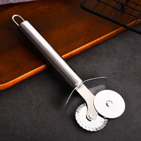 Two Wheel Hob Pizza Knife Cutting Utensils - Silver - Shop N Save