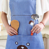 Fashionable Bear Print Hanging Apron - Blue - Much My