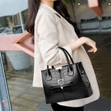 Black Crocodile Handbag: Stylish, Large Capacity, PU Leather, Chic - Shop N Save
