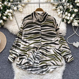 Retro French-style Printed Womens Autumn Loose Slimming Top