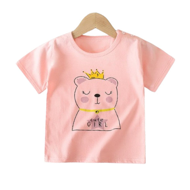 New Born Pure Cotton Short-Sleeved T-Shirt 0-7 Months Old - Pink - Shop N Save