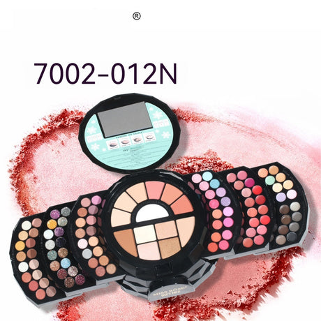 Makeup Palette Featuring Shimmering Eyeshadows Contouring Products Lipsticks And Matte Blush