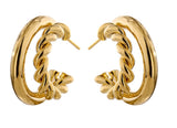 S925 Special-interest Design Simple Hemp Rope Double C Asymmetric Trending Earrings Ear Clip