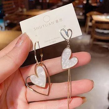 XYBJ Asymmetric Love Earrings: Tassel Heart Statement for Women - Shop N Save