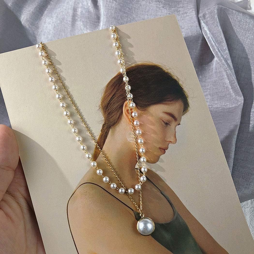 Aluinn Double Pearl Choker: Layered Gold Chain Pendant Necklace for Women - Shop N Save