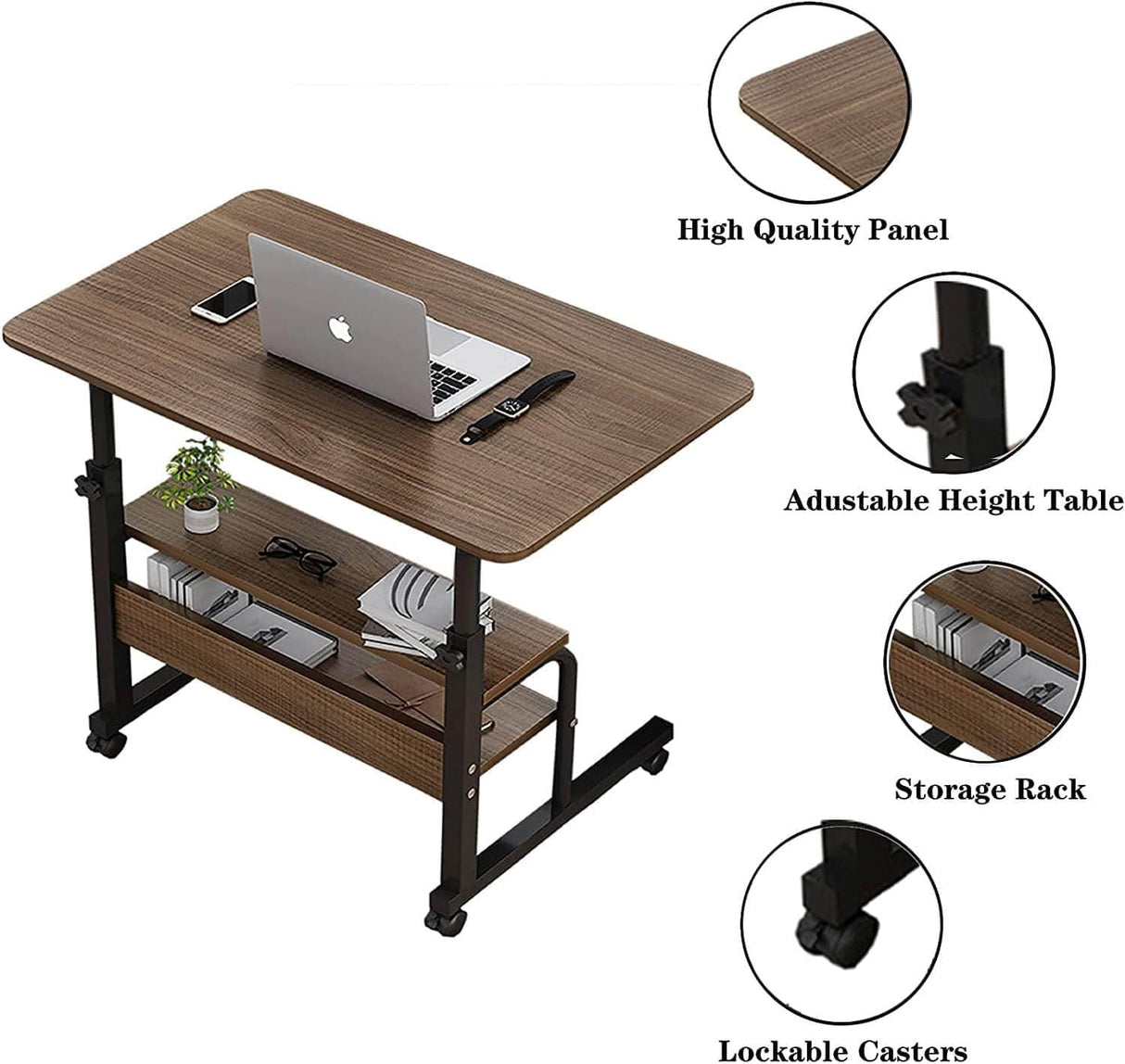 ARTYONG Computer Desk Home Office Desks Adjustable Laptop Desk for Small Spaces Portable Work Writing Study Desk Gaming Desk with Storage Size 31.5x15.7 inch