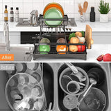 Prosight Dish Drying Rack, 2 Tier Dish Rack with Adjustable Swivel Spout Cups Holder Utensils holder, Rustproof Dish Drainer for Kitchen Counter, 17.3” L× 12.2”W× 13”H