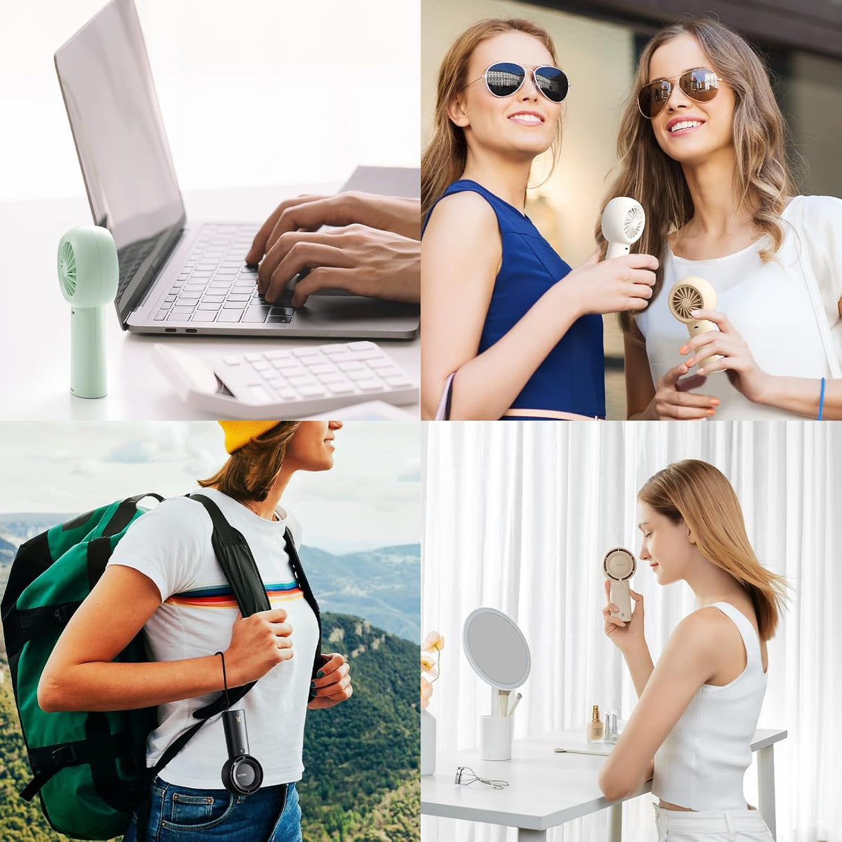 JISULIFE Handheld Turbo Fan [16H Max Cooling Time] Mini Portable, 4000mAh USB Rechargeable Personal, Battery Operated Small Pocket Fan with 5 Speeds for Travel/Outdoor/Home/Office - White
