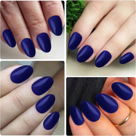 Lifextol Almond Press-On Nails - 24 Navy Blue, Short, Full Cover - Shop N Save