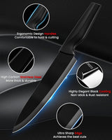 Kitchen Knife Set with Built-in Sharpener Block, Dishwasher Safe, 15 Pieces German Stainless Steel