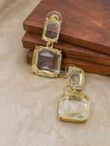Chimes Crystal Earrings: Geometric Stud Drop, White Color - Shop N Save