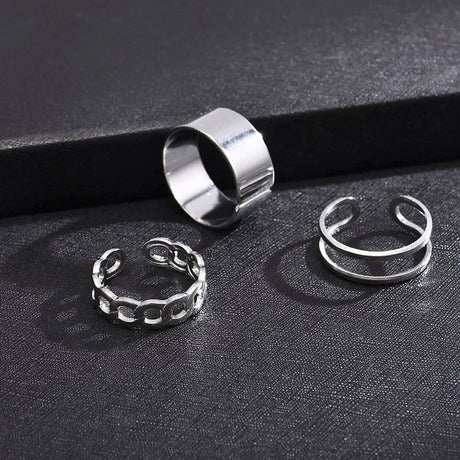 Hip Hop Conjoined Chain Ring: Unisex Punk Jewelry Trend - Shop N Save