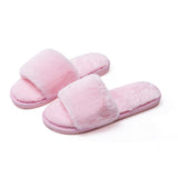 Fleece slippers women's one-word cotton slippers
