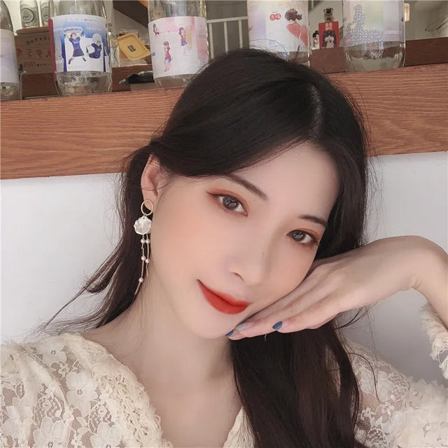 Golden Needle Pearl Studs: Classic White Earrings for Women - Shop N Save