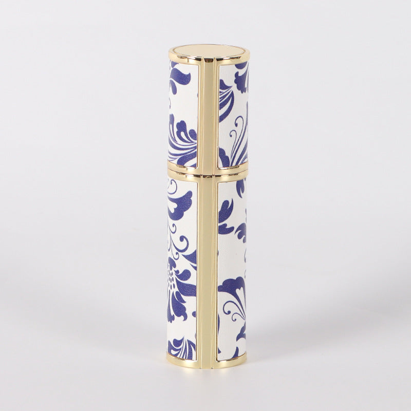Blue And White Porcelain Vintage Perfume Sub-bottles PU Leather Glass Bottle