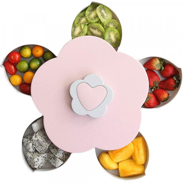 Bloom Snack Petal Shape Rotating Fruit Nut Box - Blue - Much My