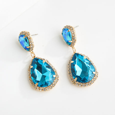 Multi-layer Drop-shaped Glass Rhinestone Metal Alloy High-grade Trending Earrings