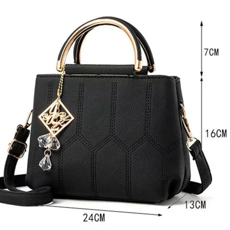Stylish Geometric Embroidered Handbag for Women Light Purple Synthetic Leather Tassel Detail Zipper Closure - Shop N Save