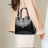 Black Crocodile Handbag: Stylish, Large Capacity, PU Leather, Chic - Shop N Save