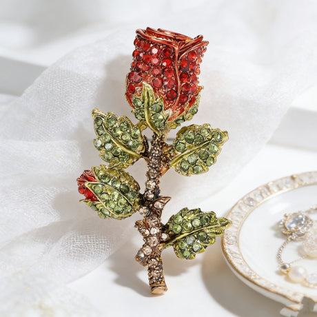 Creative Retro Alloy Rhinestone Rose Brooch