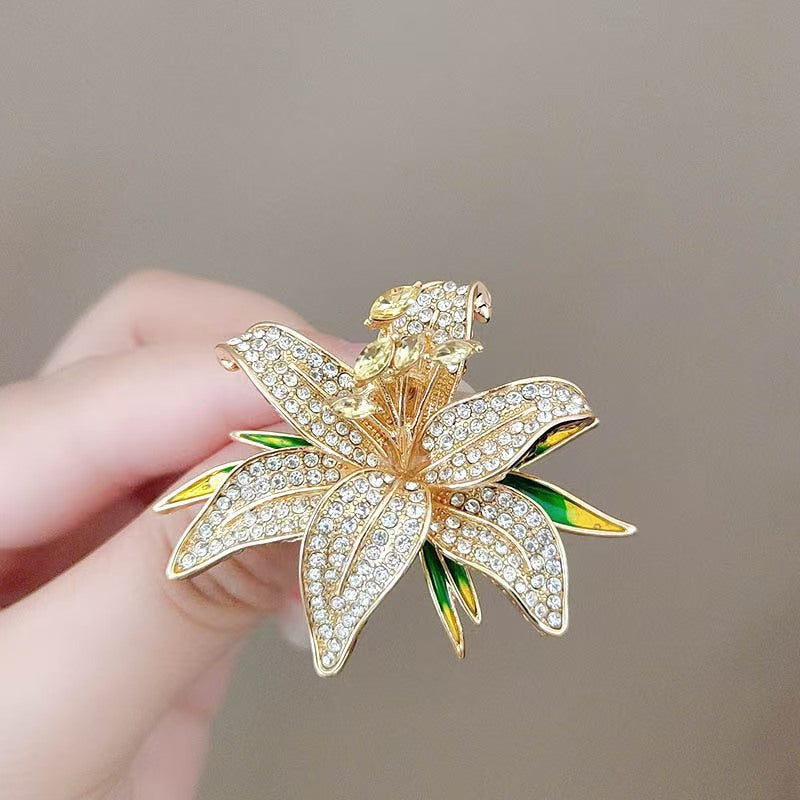 Elegant And Refined Full-diamond Lily Broochcollar Pin