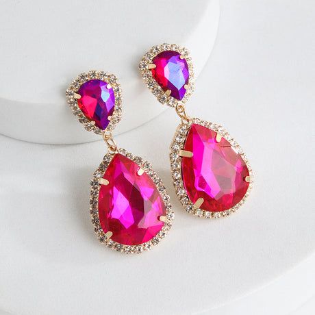 Multi-layer Drop-shaped Glass Rhinestone Metal Alloy High-grade Trending Earrings