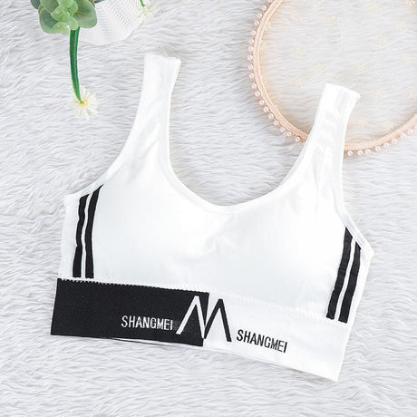 U-Shape Back Borders Sports Women Bra - White - Shop N Save