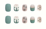 24Pcs Sky Blue Cloud Acrylic Nails: Short, Heart Decal Press-On - Shop N Save