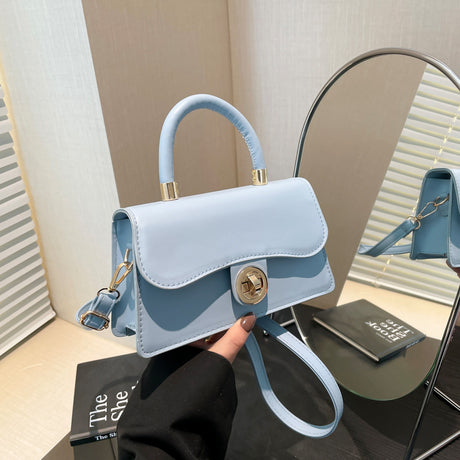 Spring Womens Commuter Light-Luxury Solid-Colored Crossbody Bag With Lock Closure