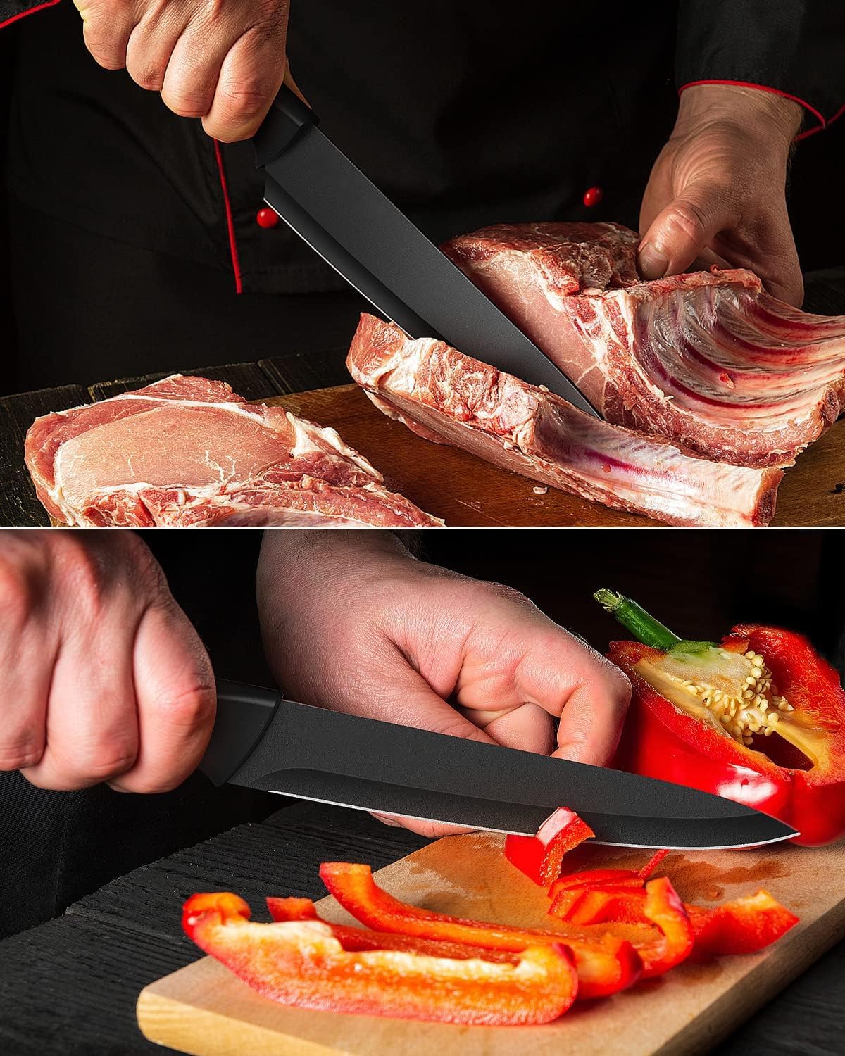Kitchen Knife Set with Built-in Sharpener Block, Dishwasher Safe, 15 Pieces German Stainless Steel