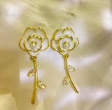White Enamel Petal Earrings: Elegant Metal Design for Women - Shop N Save