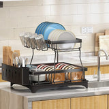 Prosight Dish Drying Rack, 2 Tier Dish Rack with Adjustable Swivel Spout Cups Holder Utensils holder, Rustproof Dish Drainer for Kitchen Counter, 17.3” L× 12.2”W× 13”H