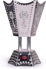 AM Electric Incense Burner: Oud Frankincense, 6.5 Inches, Silver Hexagon - Shop N Save