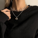 ALGT Women's Circle Pendant Choker: Elegant Clavicle Chain Design - Shop N Save