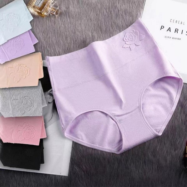 Soft Embossed Rose Cotton Ladies Underwear - Sky Blue
