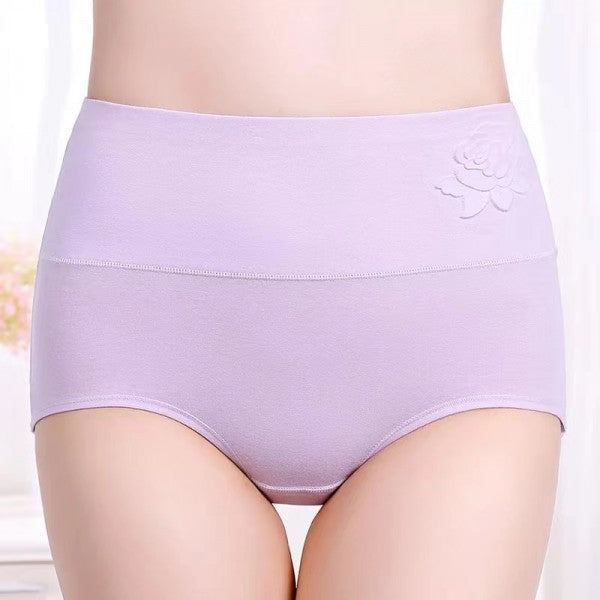 Soft Embossed Rose Cotton Ladies Underwear - Light Purple