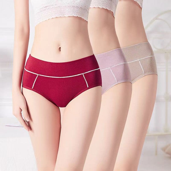 Cotton Mid Waist Fashion Ladies Panties - Gray