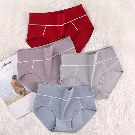 Cotton Mid Waist Fashion Ladies Panties - Gray