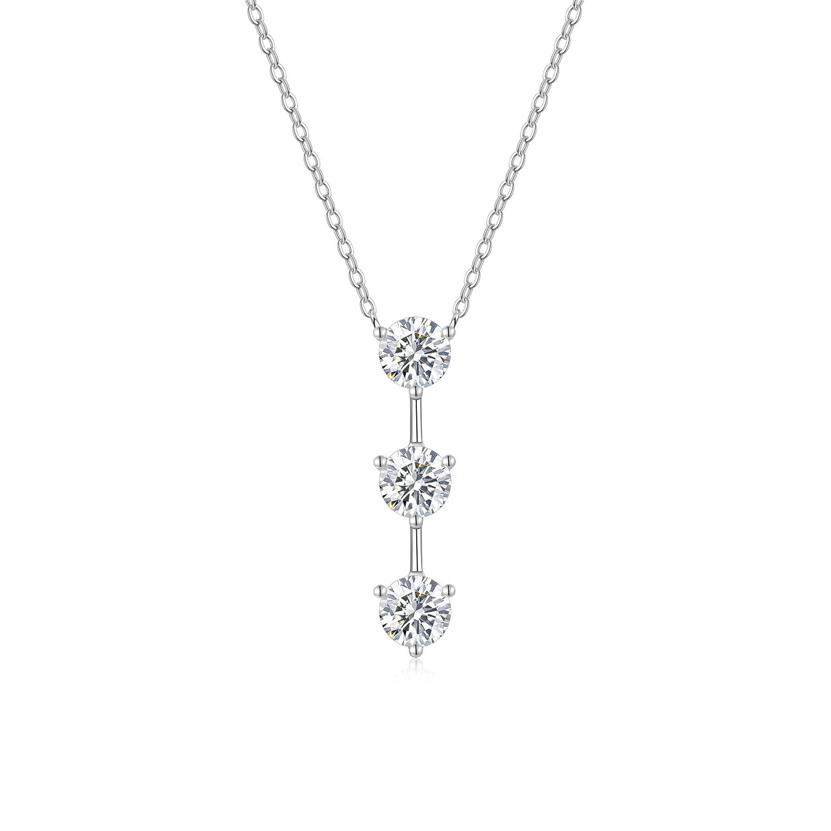 1 Carat Silver Necklace Pendant Set With Top Grade Moissanite, Made Of S925 Silver Plated Platinum.