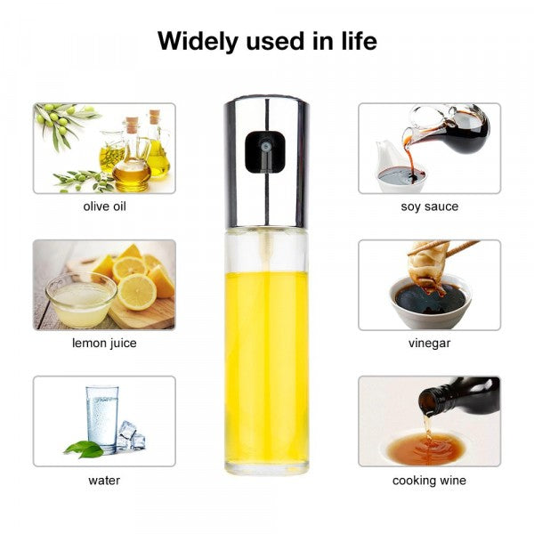 100Ml Glass Bottle Mister BBQ Oil Sprayer - Silver