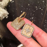Small Star Earrings: Pearl Flower, Gold Color, Zircon Square - Shop N Save