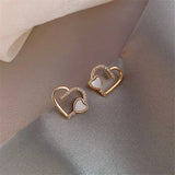Double Heart Studs: Exquisite Zircon Wedding Earrings for Women - Shop N Save