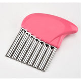 Stainless Steel Potato Carrot Wavy Cutter Slicer Chips Knife (Pink) - Shop N Save