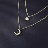 Sterling Golden Star Moon Choker: Layered Necklace for Women &amp; Teens - Shop N Save