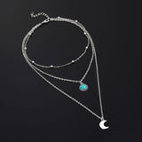 IPARAM Bohemian Crescent Necklace: Vintage Green Stone Pendant for Women - Shop N Save