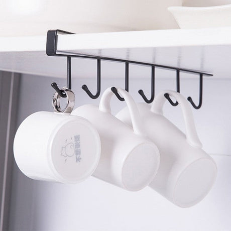 Cabinet Wardrobe Hanging Frame 6 Row Hook - Black - Much My