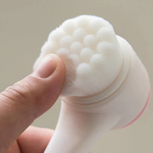 Double Sided Face Clean Wash Brush - White Pink - Shop N Save