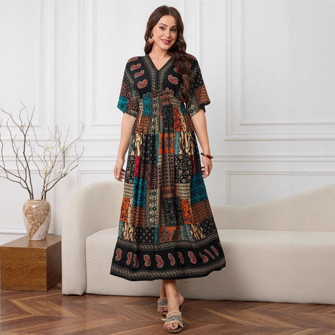 Womens Casual Modest Floral-print Dress