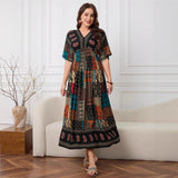 Womens Casual Modest Floral-print Dress