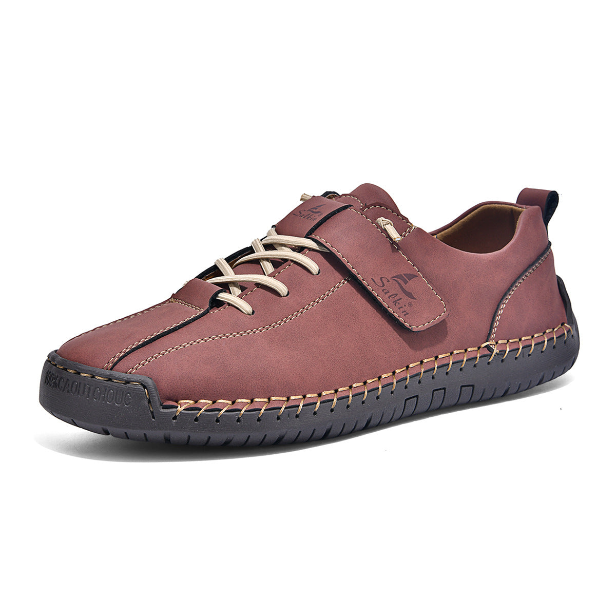 Large-size Mens Short Boots With Hand-stitched Detailing
